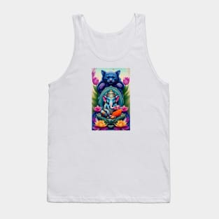 Baby Ganesh sitting on lotus flower with cougar Tank Top